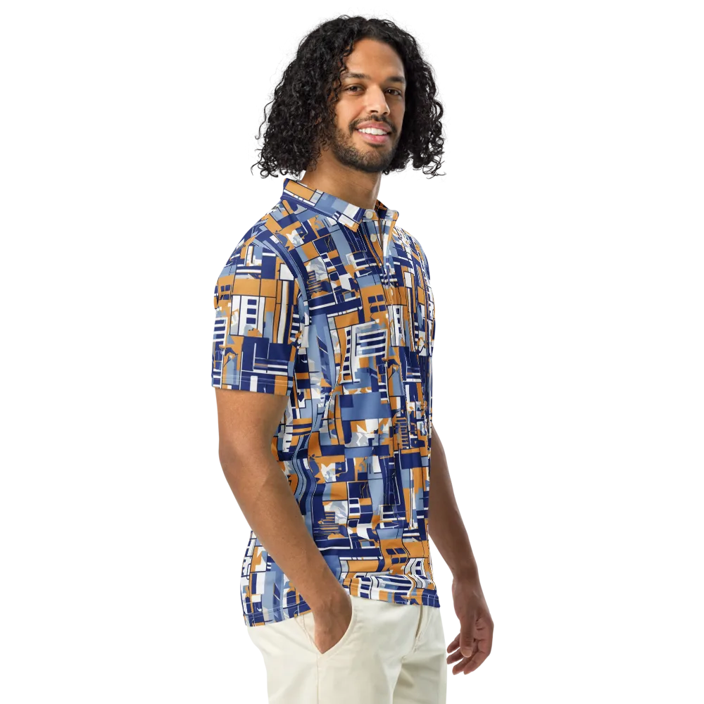 Blueprint Mosaic on Men's Slim Fit Polo Shirt — Right Front
