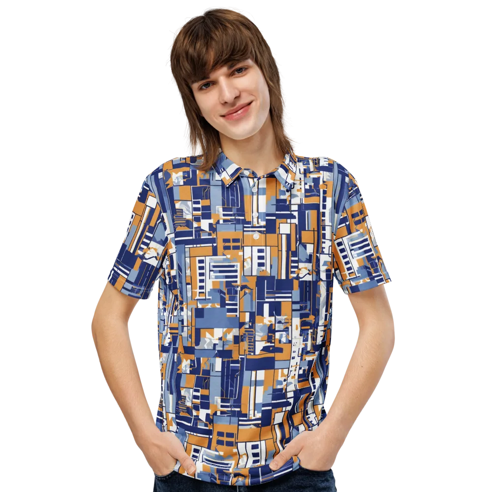 Blueprint Mosaic on Men's Slim Fit Polo Shirt — Front