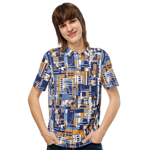 Blueprint Mosaic on a Men's Slim Fit Polo Shirt