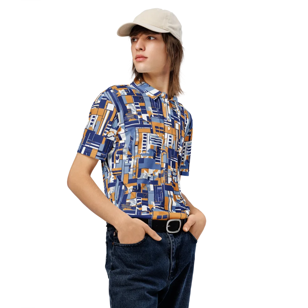 Blueprint Mosaic on Men's Slim Fit Polo Shirt — Right Front