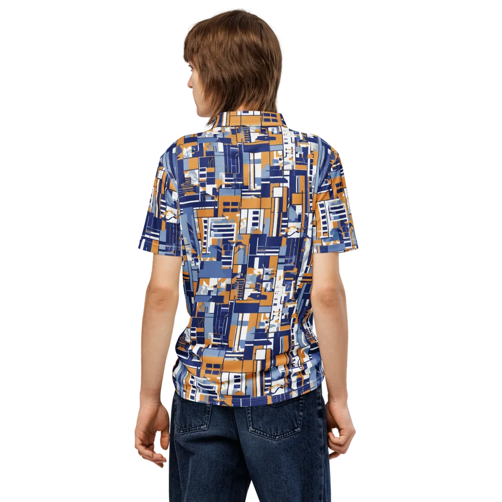Blueprint Mosaic on Men's Slim Fit Polo Shirt — Back