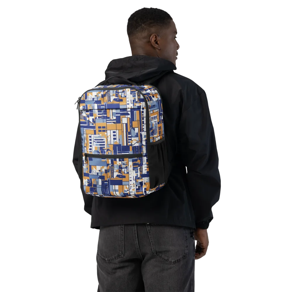 Blueprint Mosaic on Utility Backpack — Back