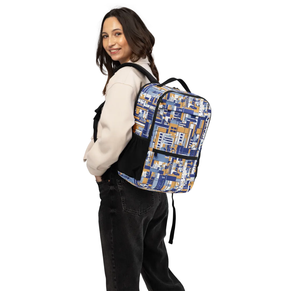 Blueprint Mosaic on Utility Backpack — Back