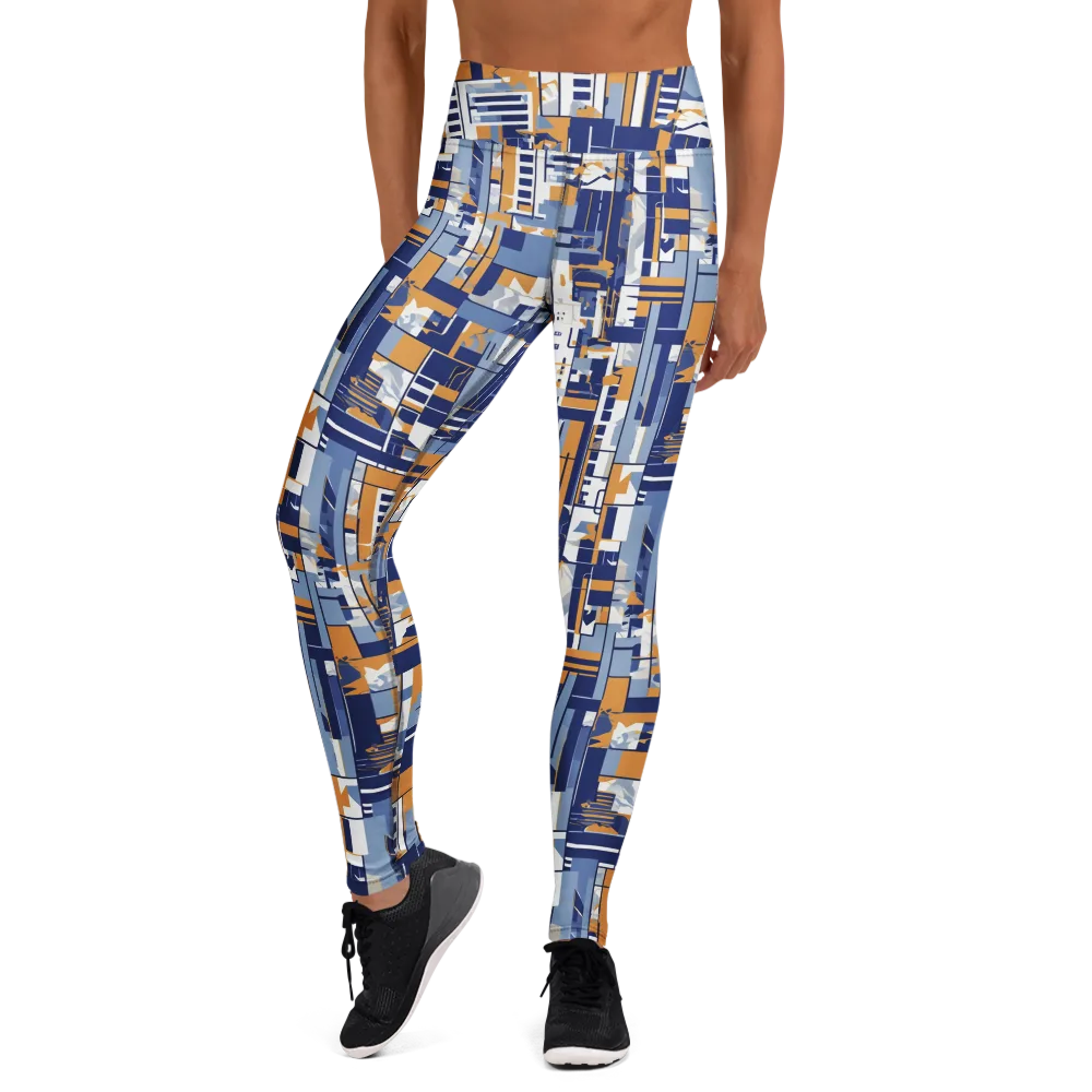 Blueprint Mosaic on Yoga Leggings — Front