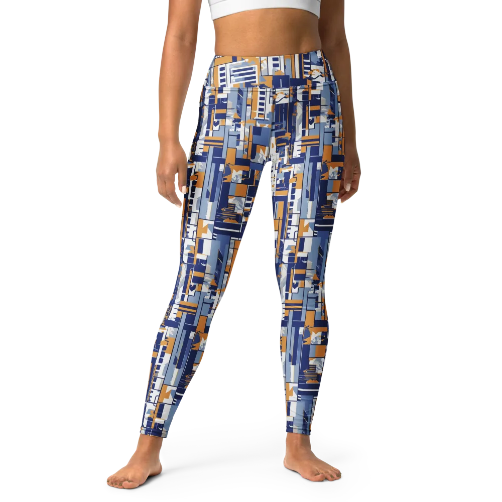 Blueprint Mosaic on Yoga Leggings — Front