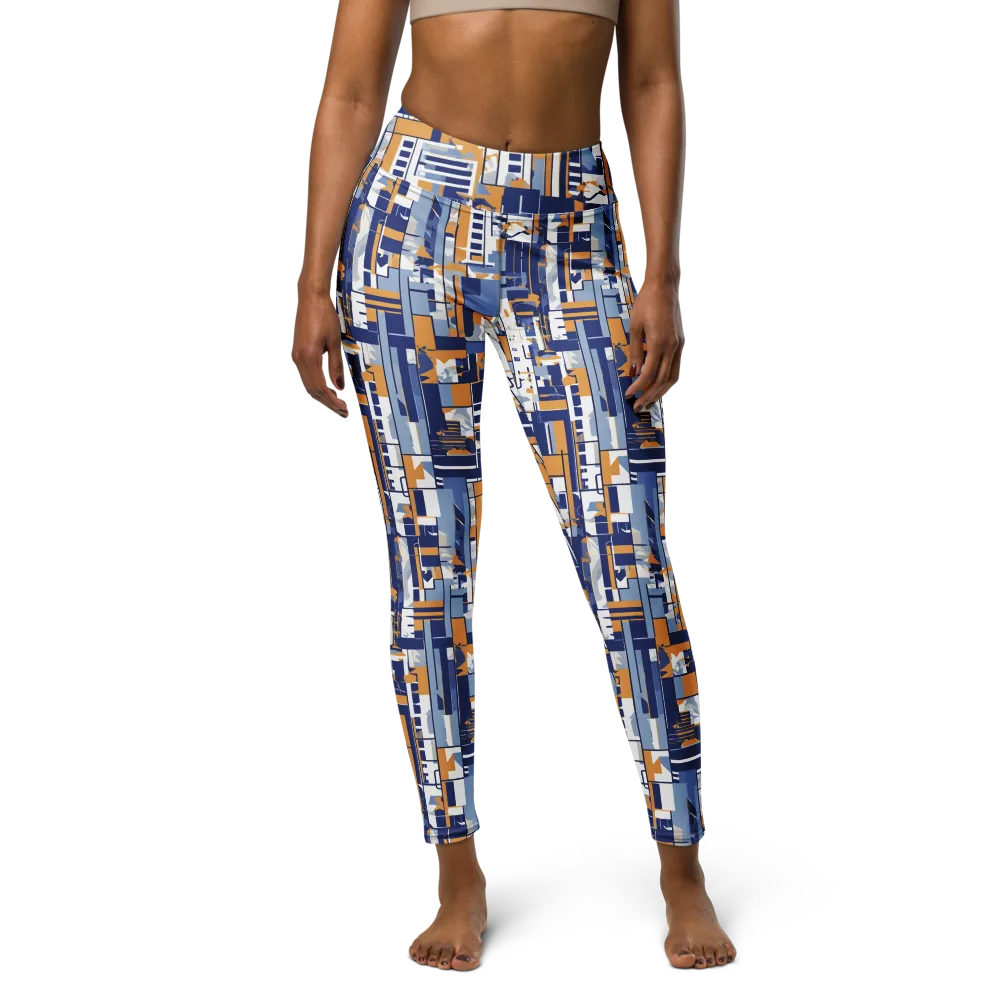 Blueprint Mosaic on Yoga Leggings — Front