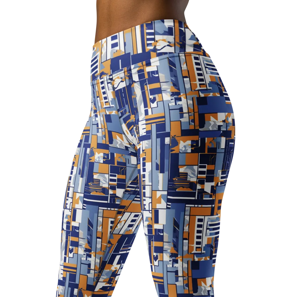 Blueprint Mosaic on Yoga Leggings — Left Front