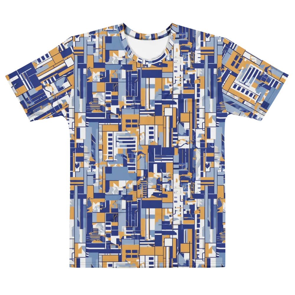 Blueprint Mosaic on Men's Cotton Crew Neck T-Shirt — Front