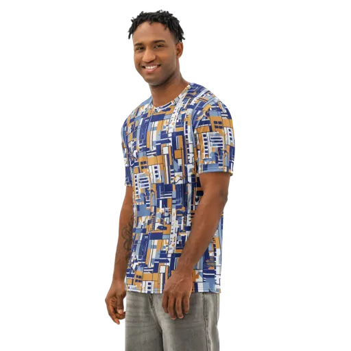 Blueprint Mosaic on a Men's Cotton Crew Neck T-Shirt