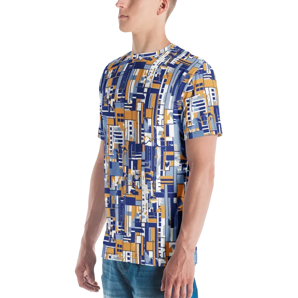 Blueprint Mosaic on Men's Crew Neck T-Shirt — Left