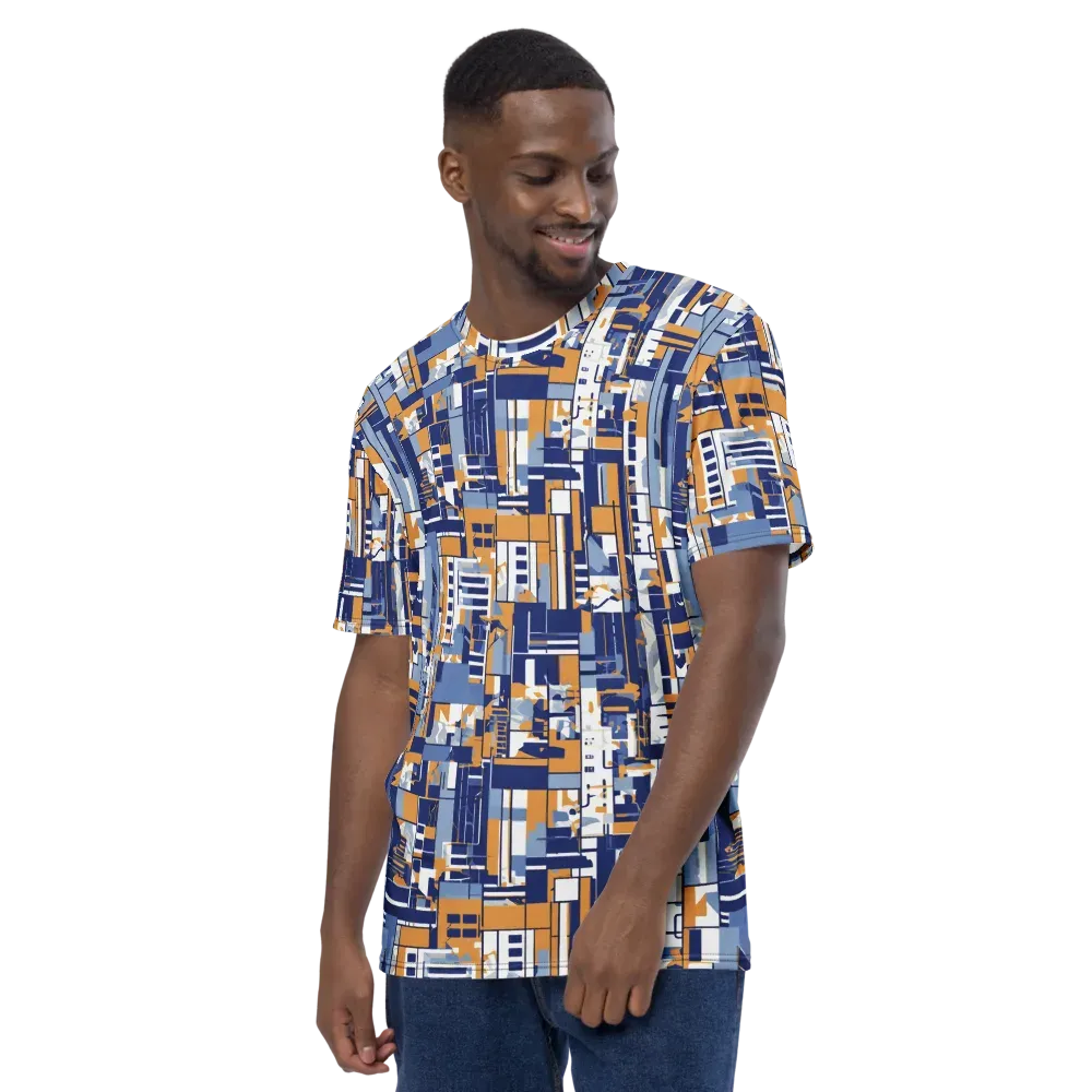 Blueprint Mosaic on Men's Crew Neck T-Shirt — Left