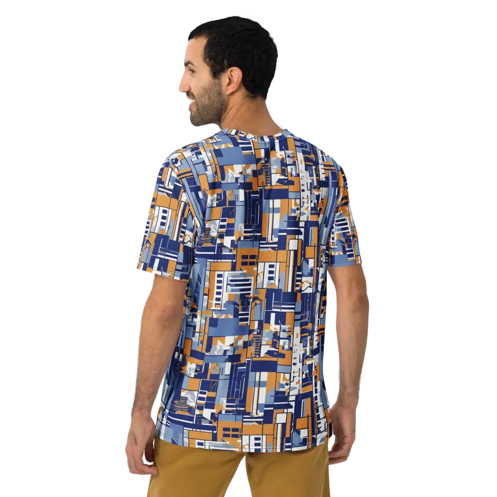 Blueprint Mosaic on Men's Crew Neck T-Shirt — Back