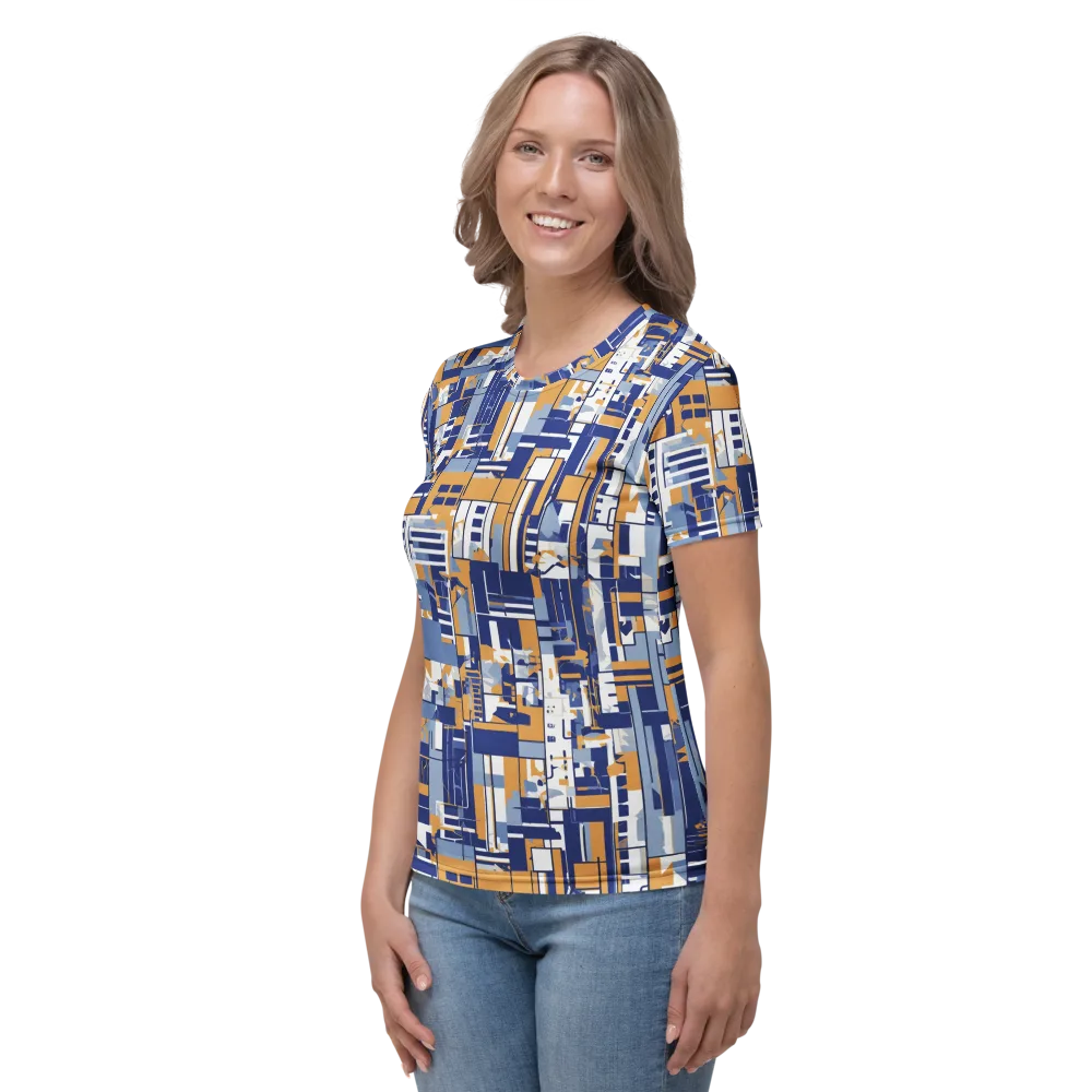 Blueprint Mosaic on Women's Crew Neck T-Shirt — Left