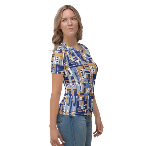 Blueprint Mosaic on a Women's Crew Neck T-Shirt