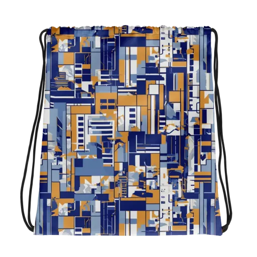 Blueprint Mosaic on a Drawstring Bag