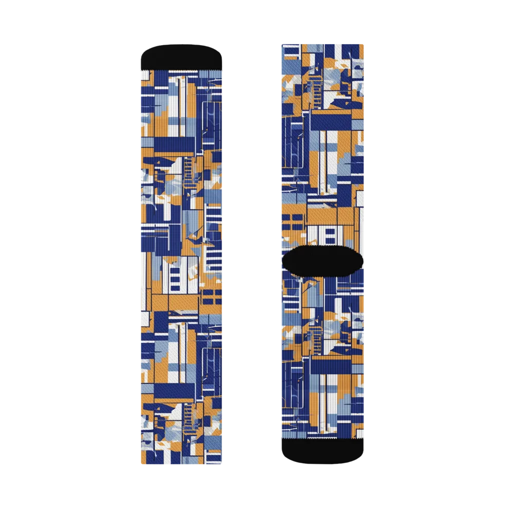 Blueprint Mosaic on Socks — Left Sock