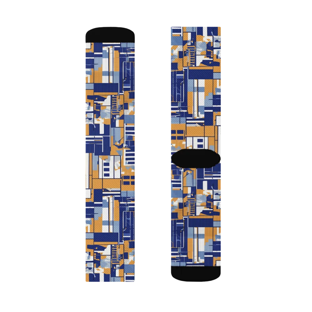 Blueprint Mosaic on Socks — Right Sock