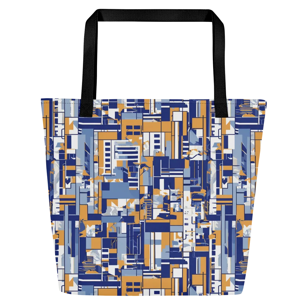 Blueprint Mosaic on Large Tote Bag W/ Pocket — Front