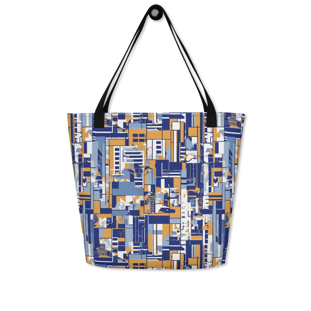 Blueprint Mosaic on Large Tote Bag W/ Pocket — Front