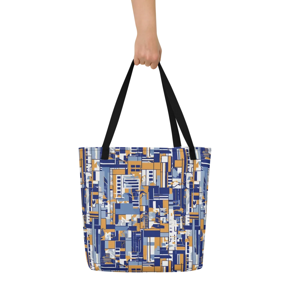 Blueprint Mosaic on Large Tote Bag W/ Pocket — Front