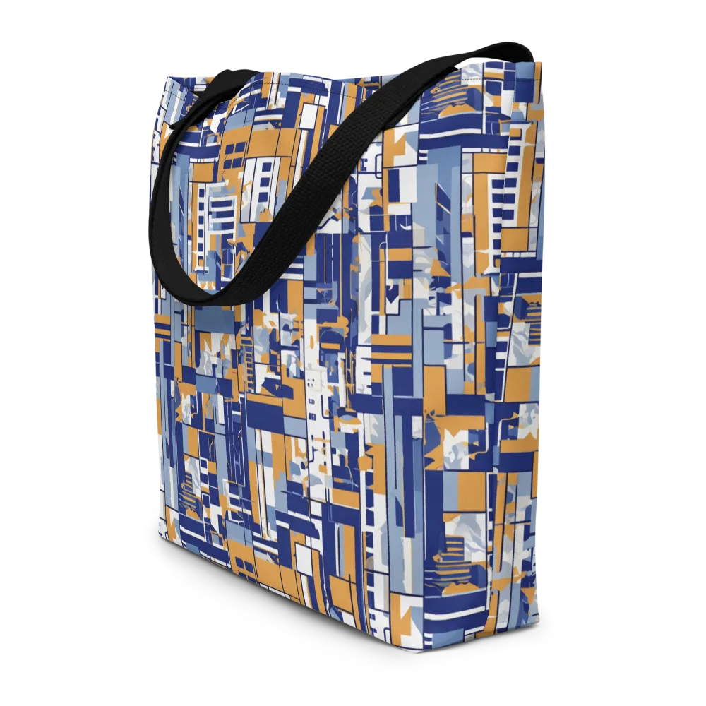 Blueprint Mosaic on Large Tote Bag W/ Pocket — Front
