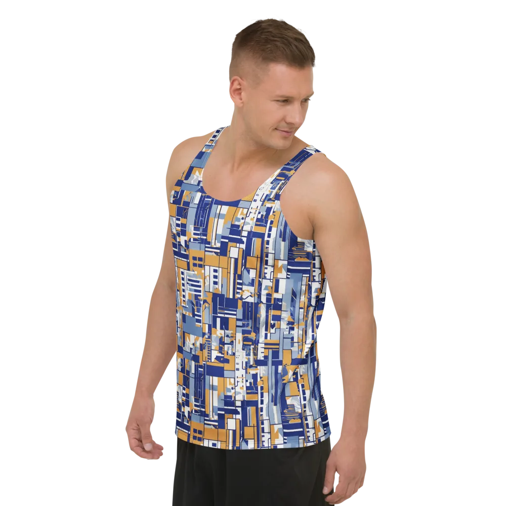 Blueprint Mosaic on Men's Tank Top — Left Front
