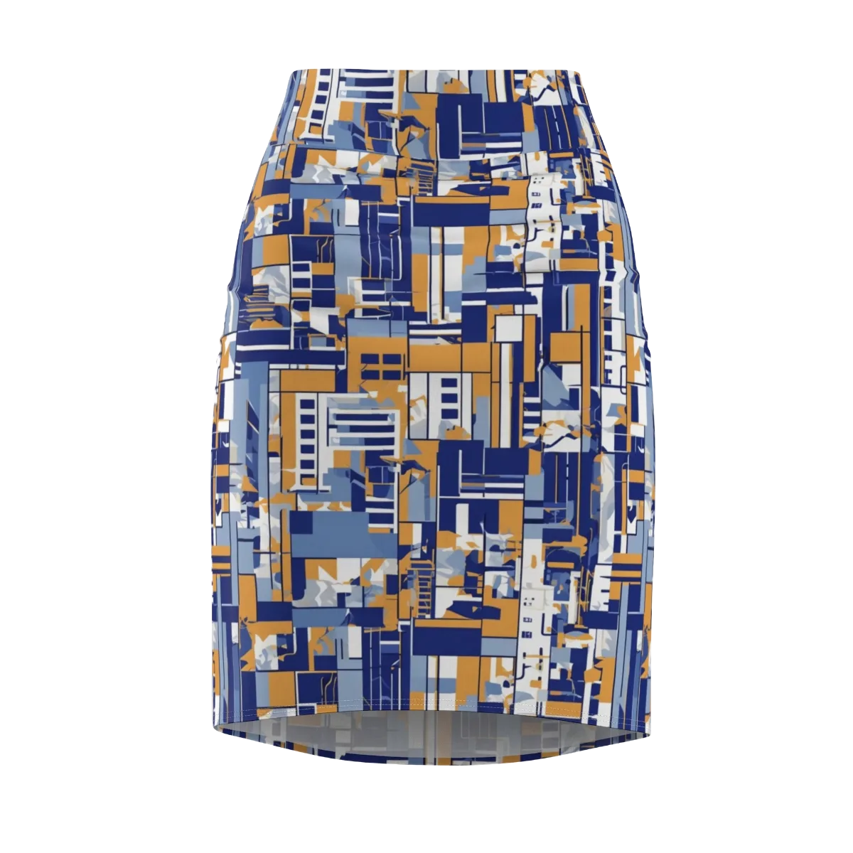 Blueprint Mosaic on Pencil Skirt — Front