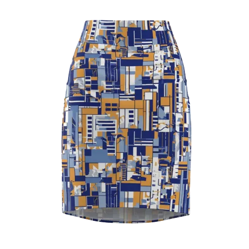 Blueprint Mosaic on a Pencil Skirt