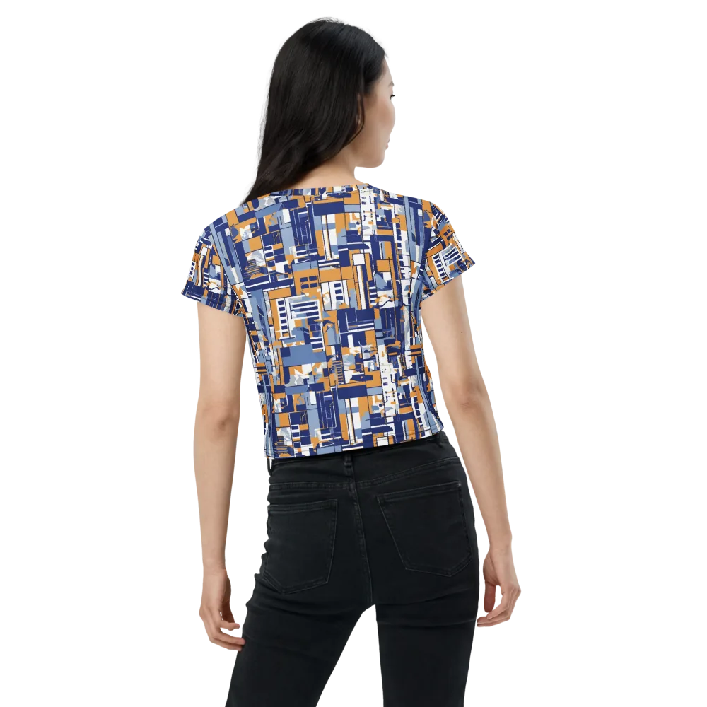 Blueprint Mosaic on Crop Tee — Back