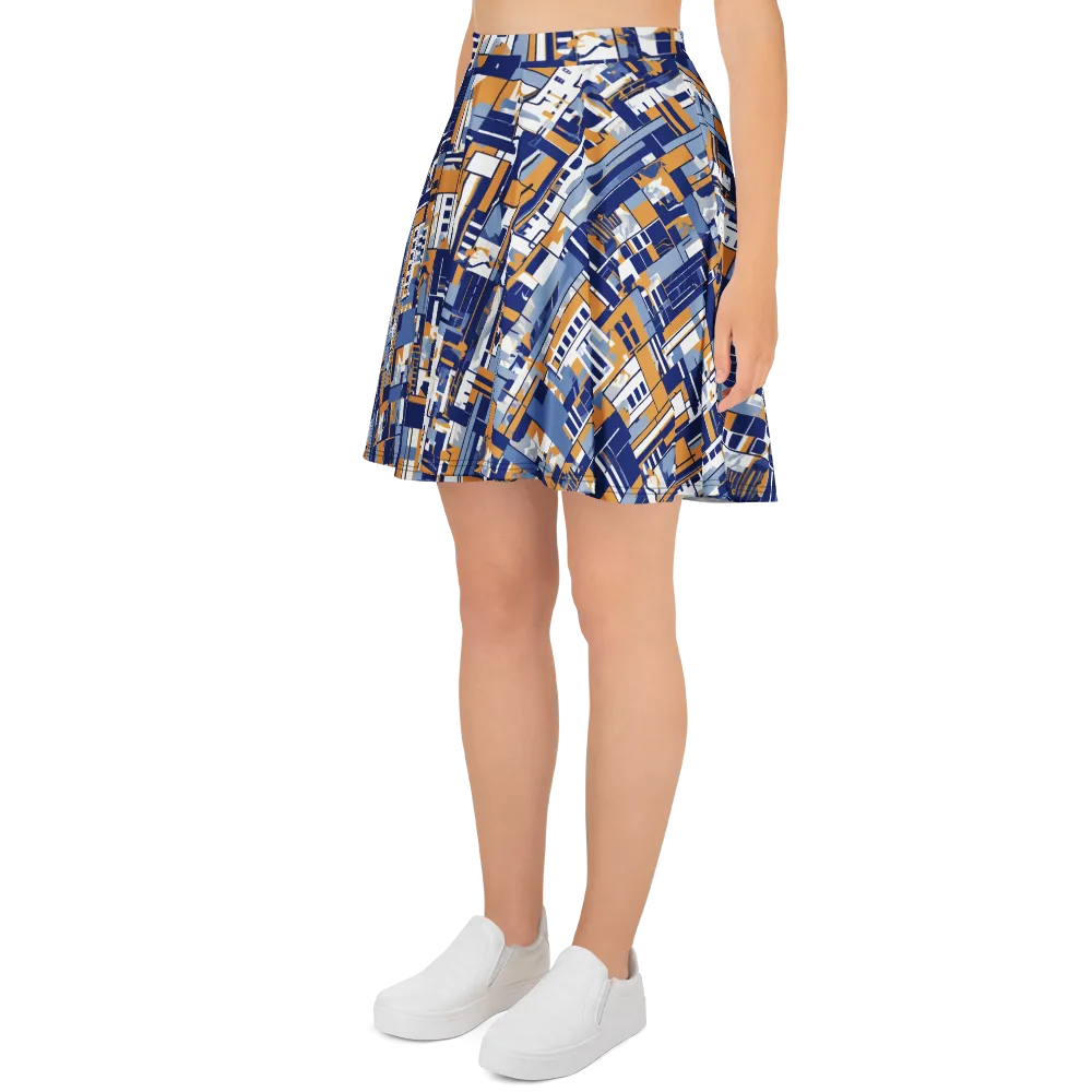 Blueprint Mosaic on Skater Skirt — Left