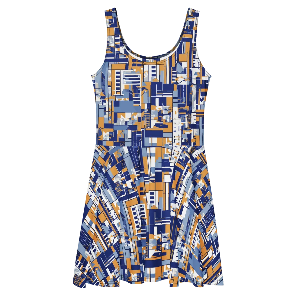 Blueprint Mosaic on Skater Dress — Front