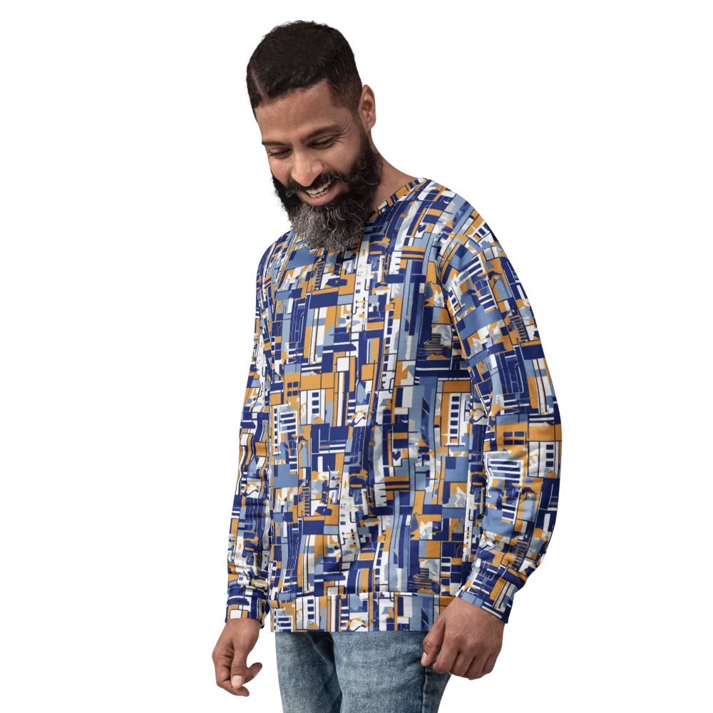 Blueprint Mosaic on Sweatshirt — Left Front
