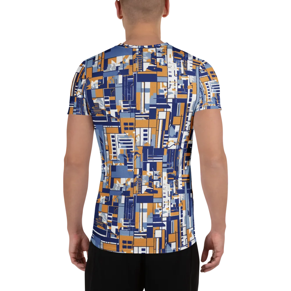 Blueprint Mosaic on Men's Athletic T-Shirt — Back