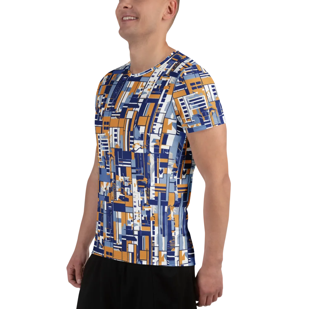 Blueprint Mosaic on Men's Athletic T-Shirt — Left