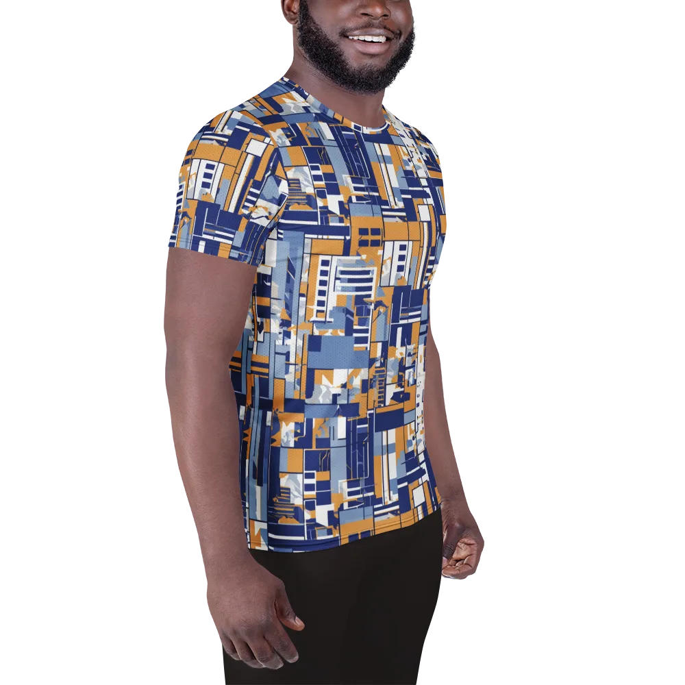 Blueprint Mosaic on Men's Athletic T-Shirt — Right