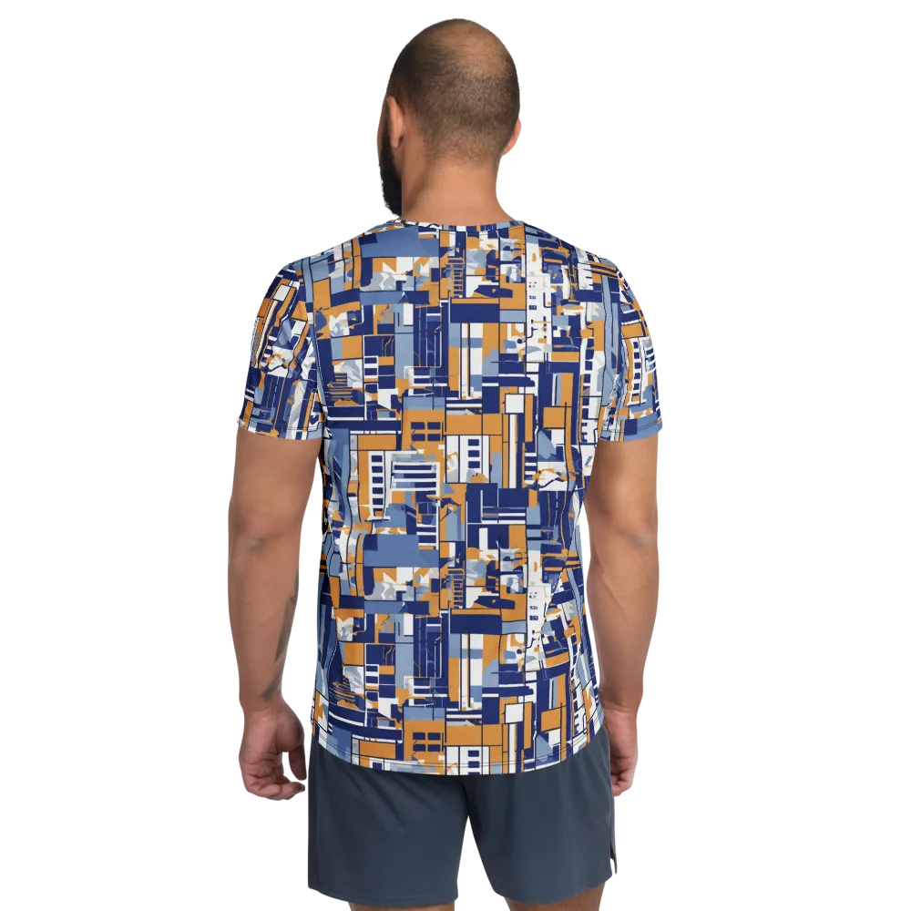 Blueprint Mosaic on Men's Athletic T-Shirt — Back