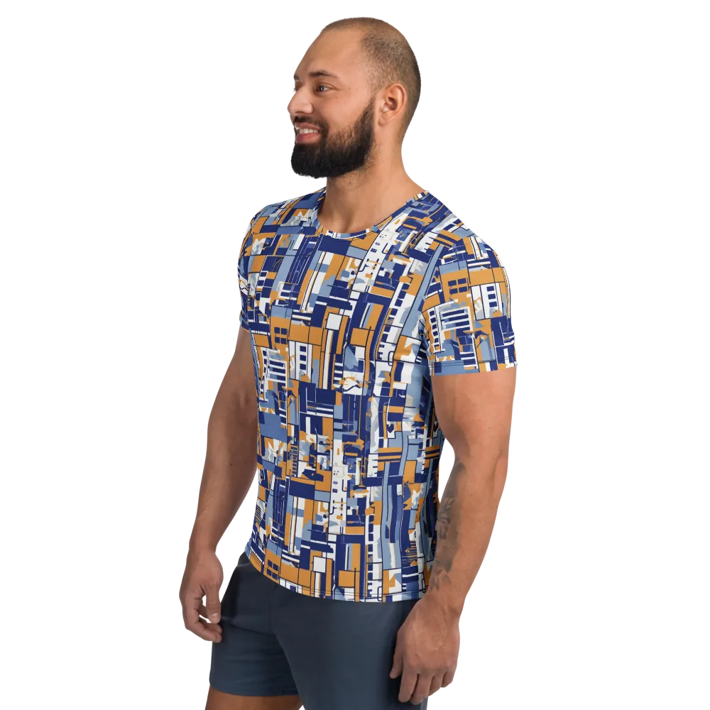 Blueprint Mosaic on Men's Athletic T-Shirt — Left