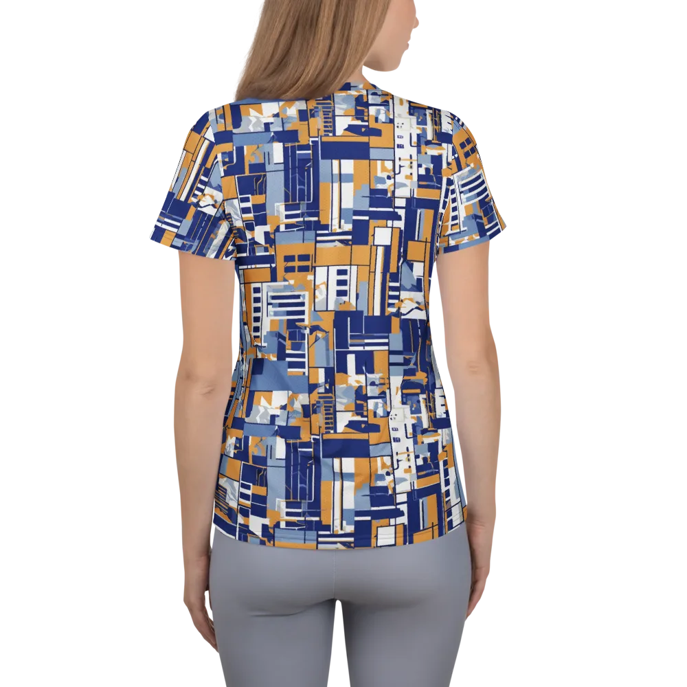 Blueprint Mosaic on Women's Athletic T-Shirt — Back