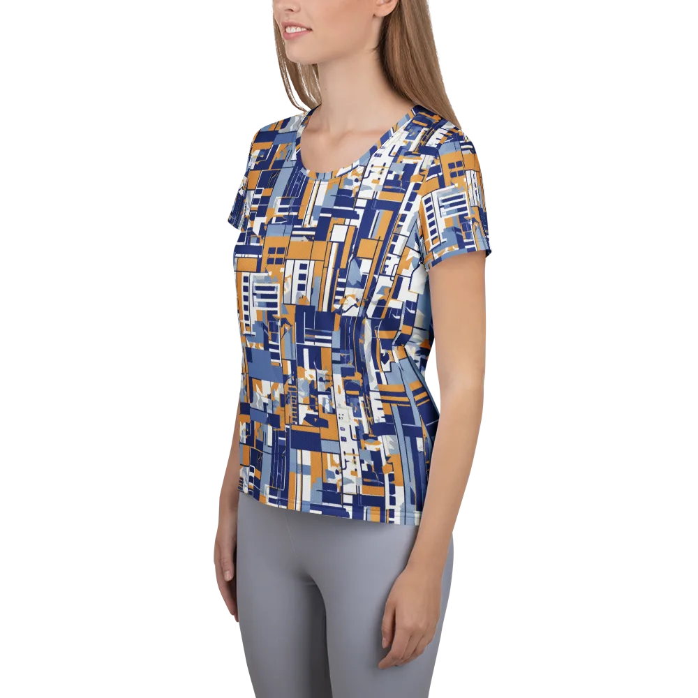 Blueprint Mosaic on Women's Athletic T-Shirt — Left
