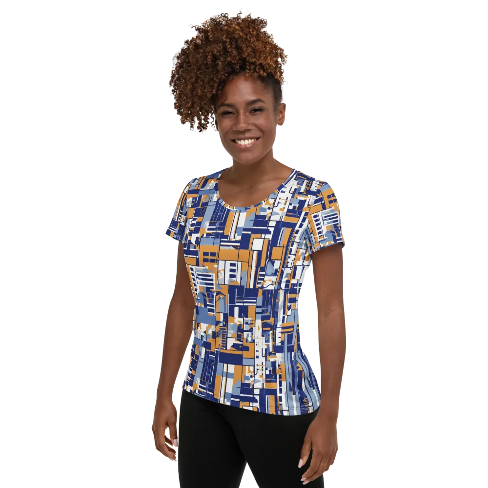 Blueprint Mosaic on Women's Athletic T-Shirt — Back print
