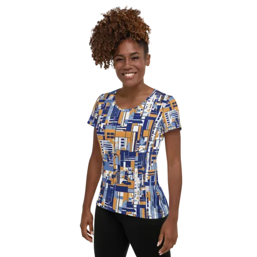 Blueprint Mosaic on a Women's Athletic T-Shirt