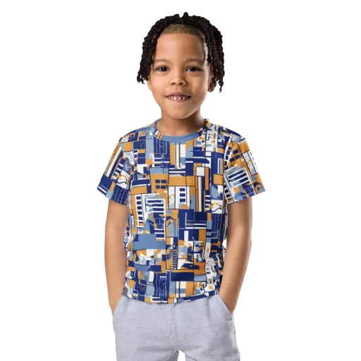Blueprint Mosaic on a Kids Crew Neck T-Shirt