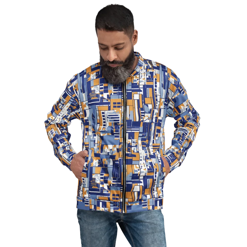 Blueprint Mosaic on Bomber Jacket — Front