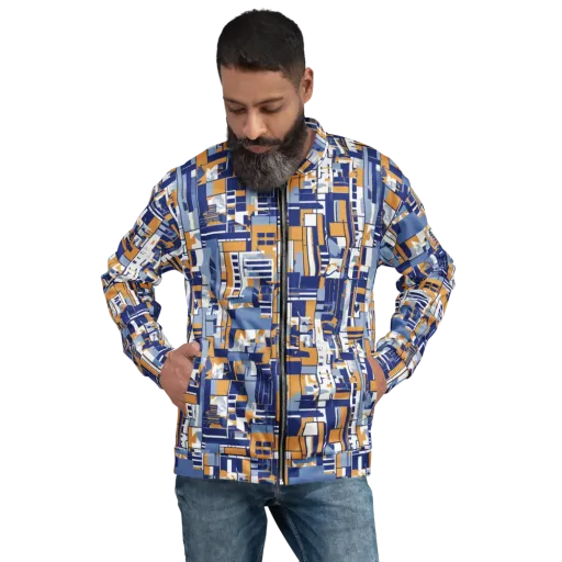 Blueprint Mosaic on a Bomber Jacket