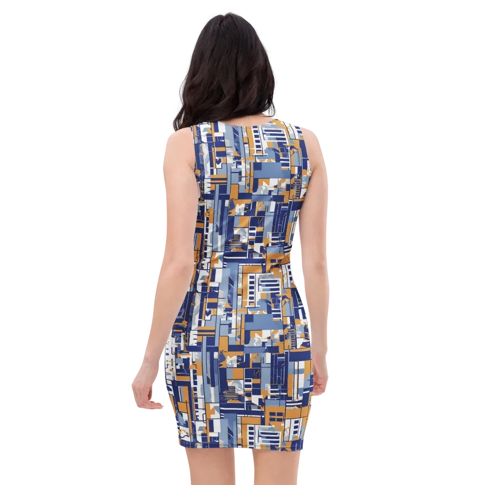 Blueprint Mosaic on Bodycon Dress — Back