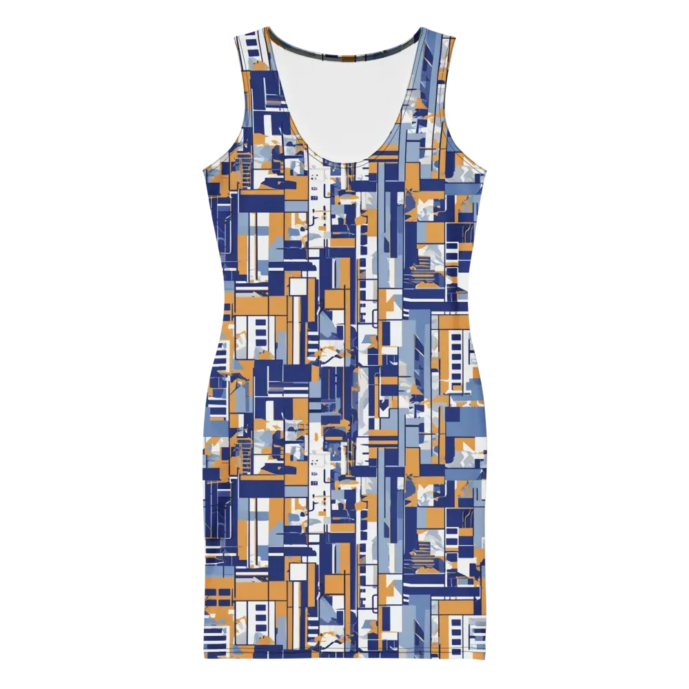 Blueprint Mosaic on Bodycon Dress — Front