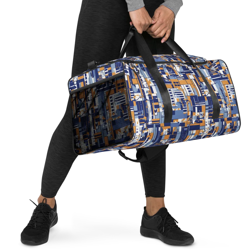 Blueprint Mosaic on Duffle Bag — Right Front