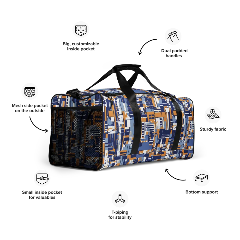 Blueprint Mosaic on Duffle Bag — Right Front