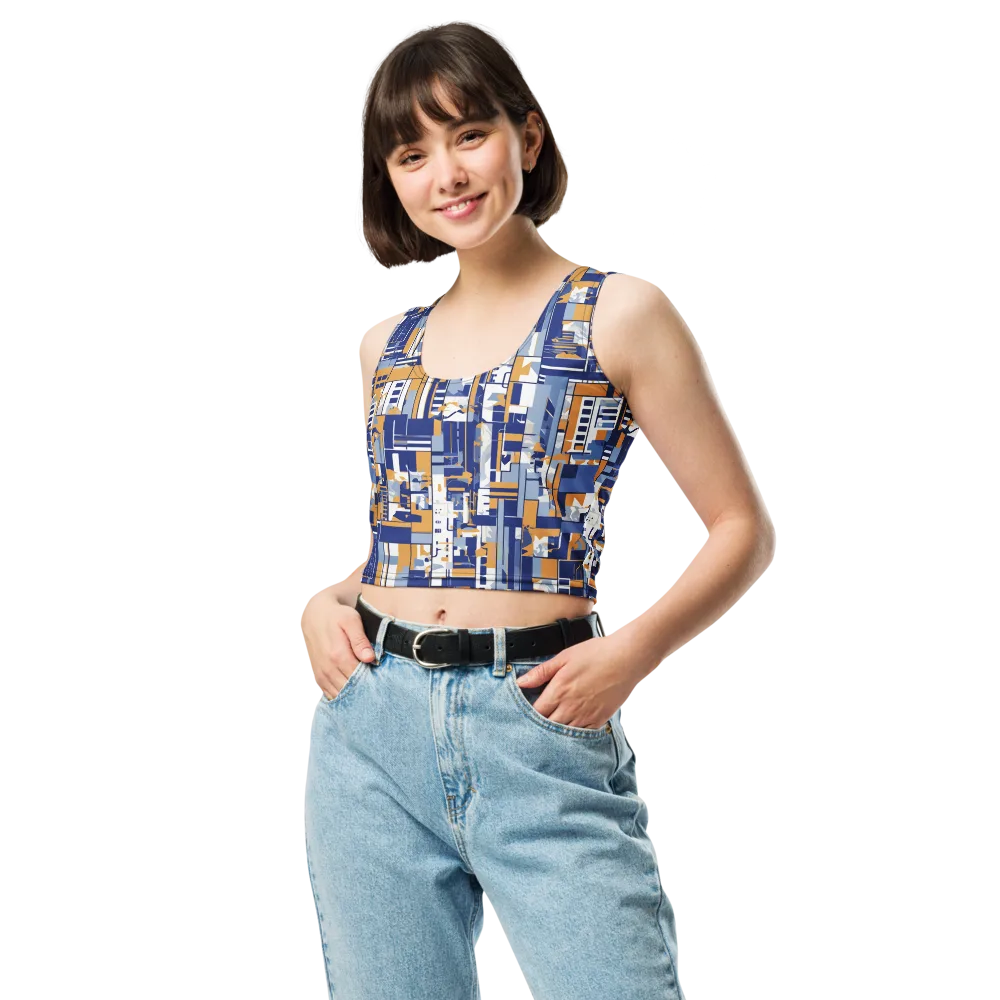 Blueprint Mosaic on Crop Top — Front