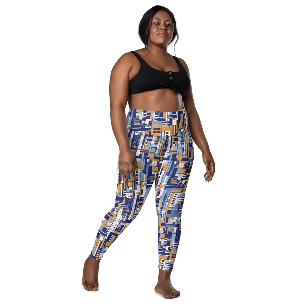 Blueprint Mosaic on Leggings with Pockets — Front